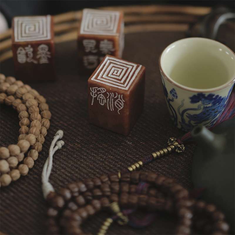 寿山石盖置手工雕刻壶盖托紫砂壶盖置托盖碗杯盖架茶玩配件