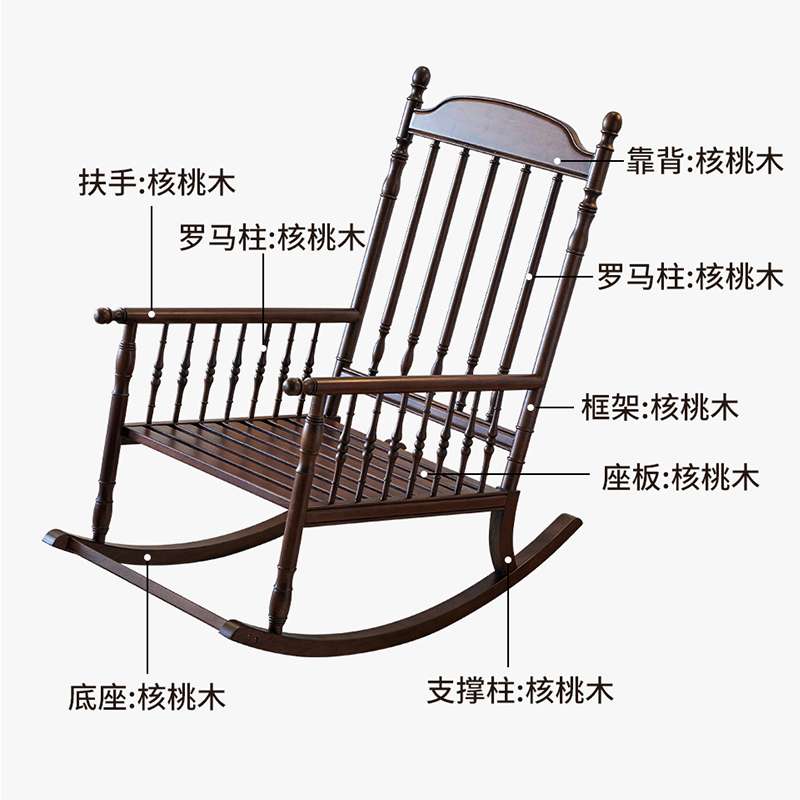 复古懒人梦悠摇椅摇摇椅阳台家用休闲椅躺椅沙发椅法式实木逍遥椅