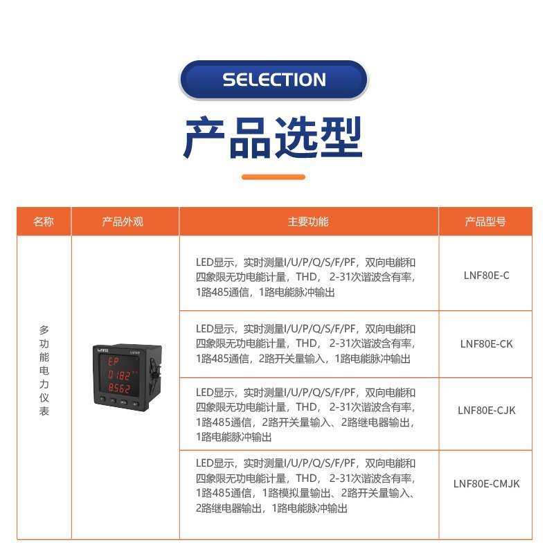 领菲linfee LNF80E三相多功能电力仪表液晶数码LED显示电流电压表