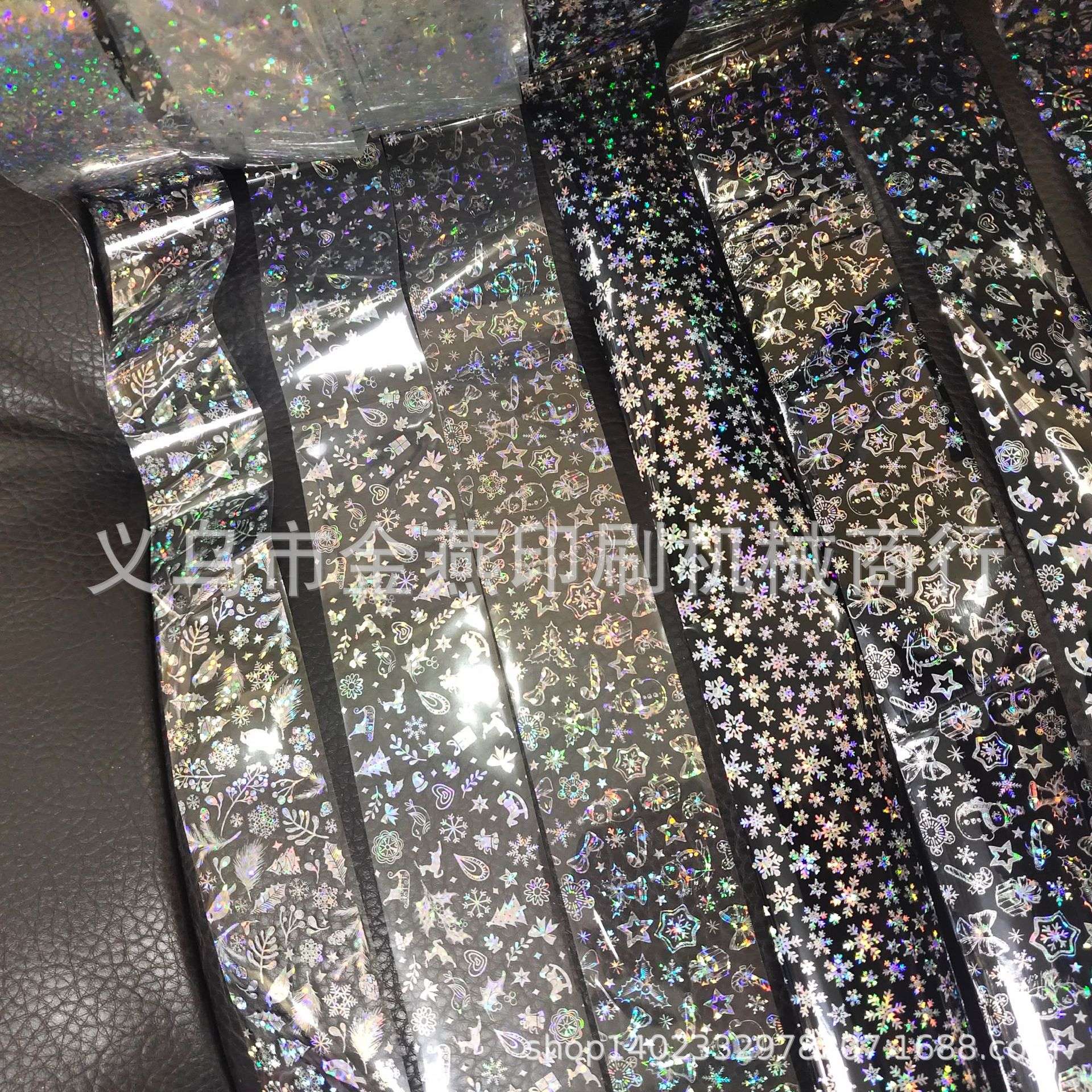 白色雪花 镭射雪花 圣诞 镭射热转印膜 美甲贴纸 指甲贴膜