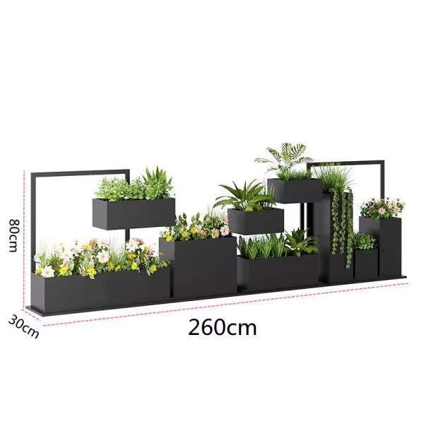 户外铁艺花箱组合商场广场长方形金属花盆庭院种植箱围栏隔断花坛