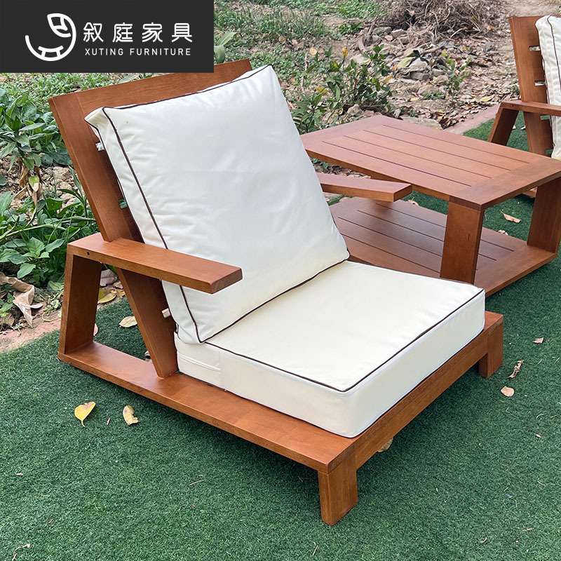 户外实木沙发别墅室外庭院花园休闲躺椅铝合金露天阳台防腐木家具