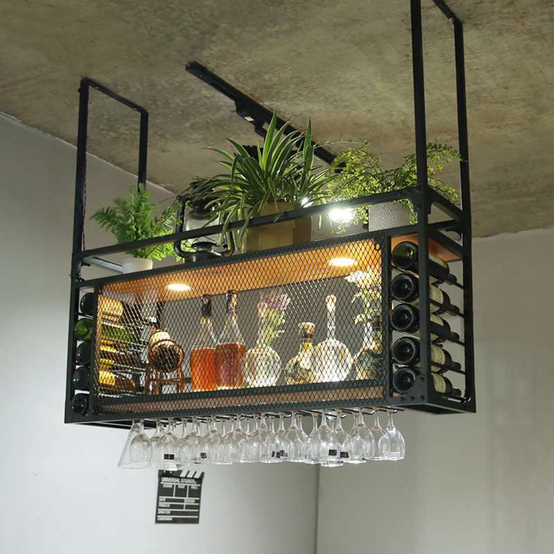 欧式铁艺壁挂式酒柜休闲酒吧实木酒架创意家用客厅上墙红酒展示架