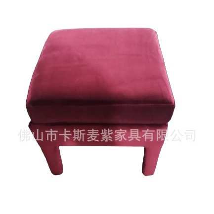 现代简约红色单人小沙发凳子布艺沙发脚踏凳方形放脚凳床边脚踏凳