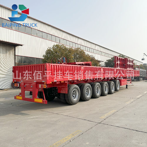 出口标箱双面侧翻半挂车 自卸车 60公分栏板运输半挂车