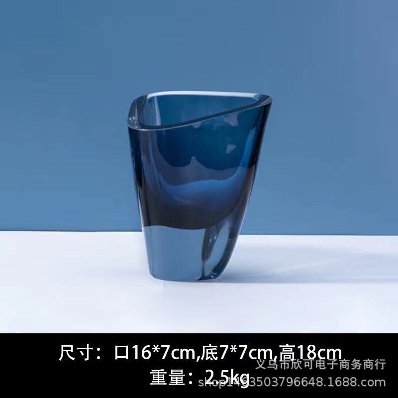 现代家居摆设玻j璃花瓶轻奢摆件样板间餐桌花瓶饰品客厅插花花器