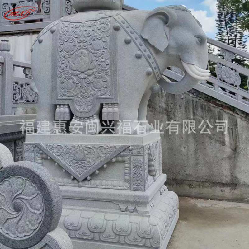 惠安石雕大象花岗岩庭院小区家用石象庭院摆件石头大象