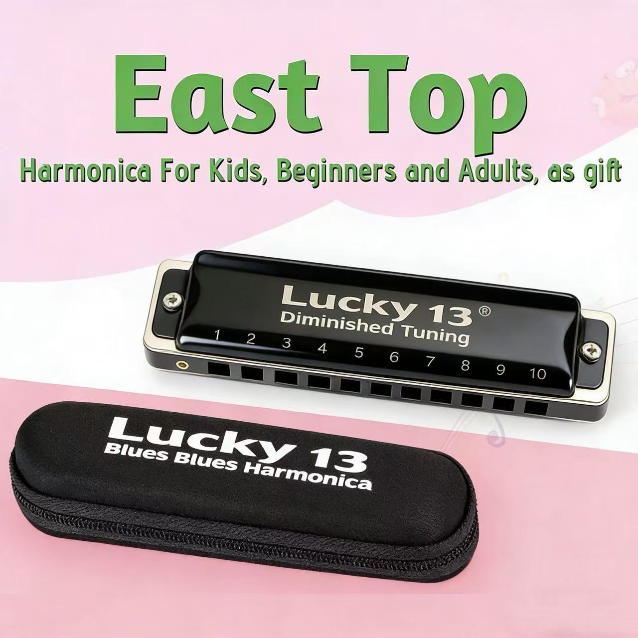 简约东方鼎LUCKY13孔十三孔布鲁斯口琴蓝调调音专业演奏批发