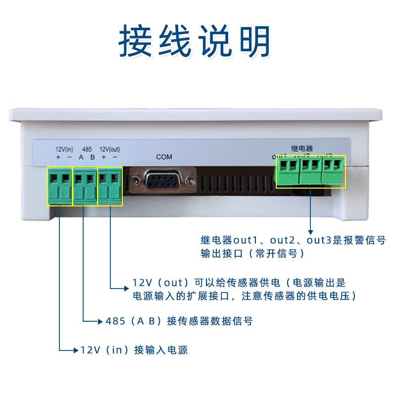 工业环境监测仪 485输出风速风向温湿度PM2.5/10显示超标报警