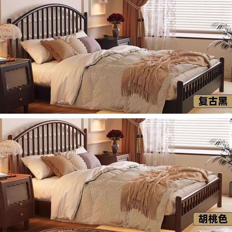 北欧实木床现代简约双人床1.8米1.5m日式主卧室1.2米单人主卧收纳
