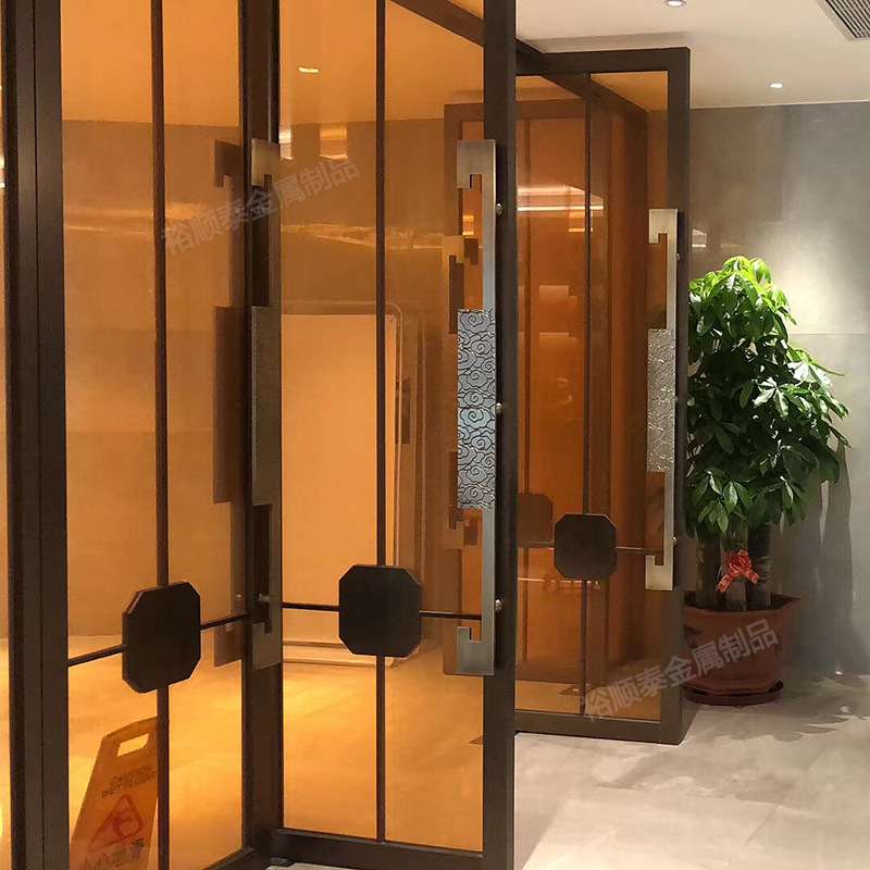 不锈钢酒店大门 厂家地弹簧玻璃门 五星级欧式酒店金属大门