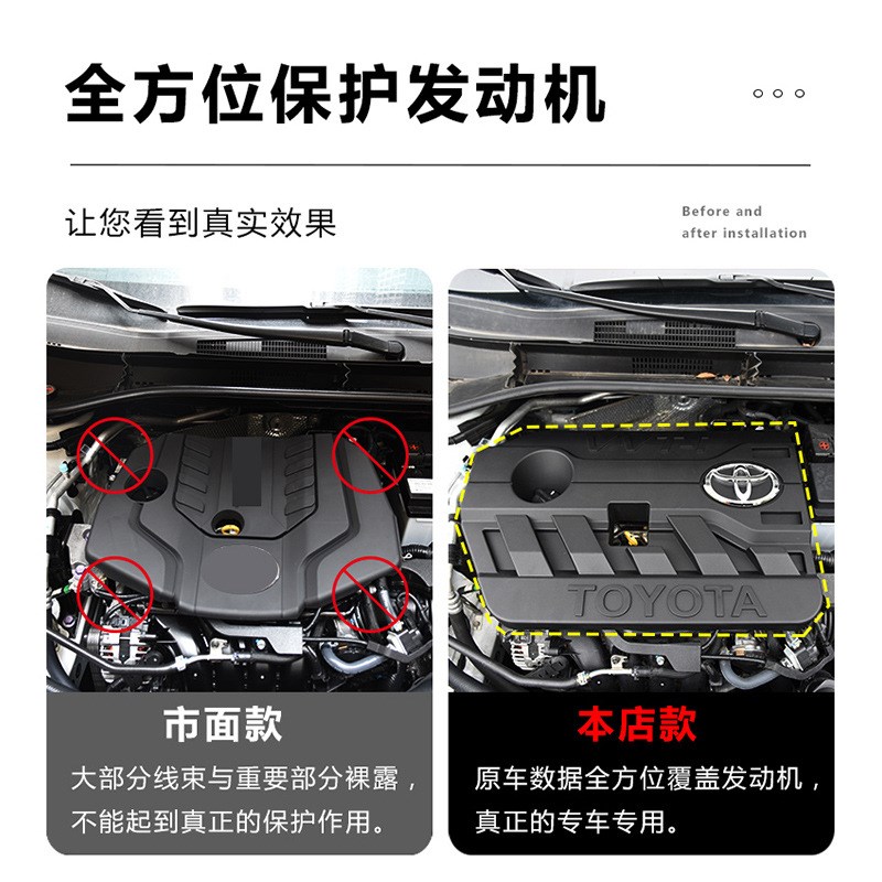适用丰田锋兰达i卡罗拉锐放发动机保护盖护板双擎引擎盖防护罩改