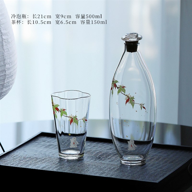 春归高硼硅玻g璃冷泡瓶春季绿茶泡茶器家用多功能水培容器花瓶花
