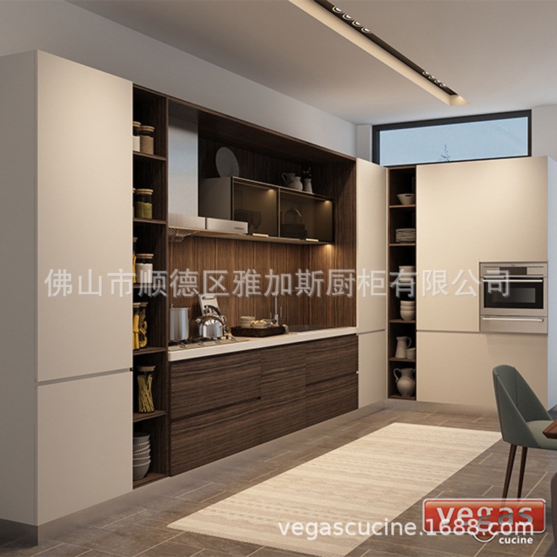 烤漆橱柜a直销进口板式整体厨房橱柜吊柜石材台面出口
