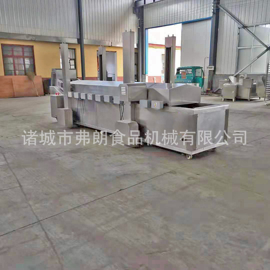 海鲜饼油炸流水线连续式油炸生产流水线厂家红糖锅盔油炸流水线