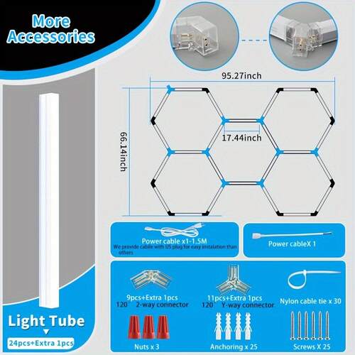 25pcs Super Bright 200W led Hexagon Garage Lights 6500K