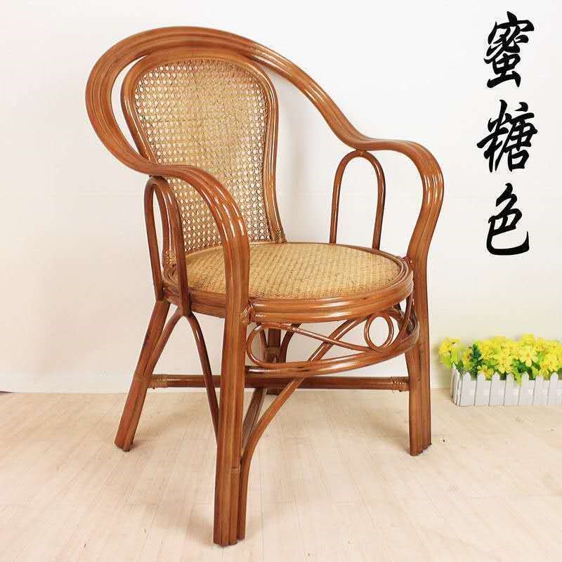 #真藤椅三件套阳台桌椅茶几手工编制椅老人单人靠U背椅腾椅藤椅家