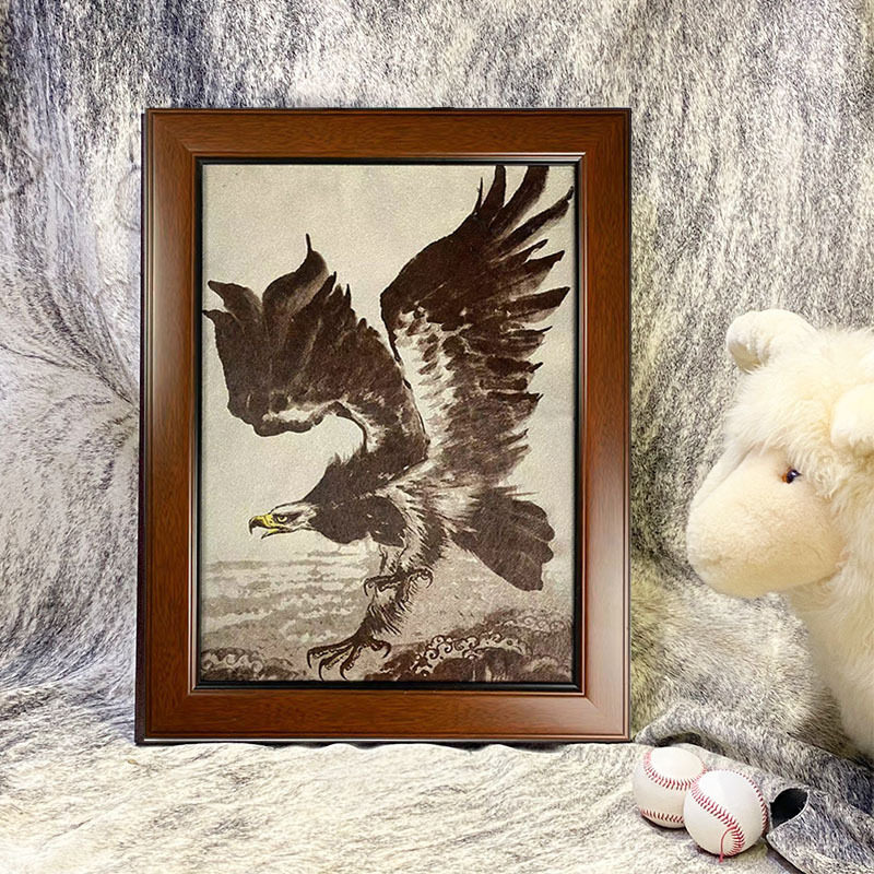 装饰挂画实木轻奢图案毛皮画玄关餐厅酒店大堂办公室摆件