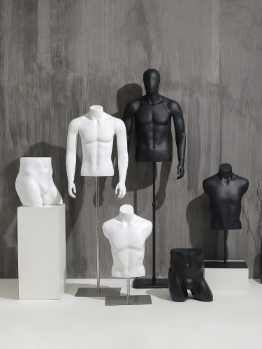 服装店模特道具男装肌肉黑白橱窗假人偶模型半身人台陈列展示架子