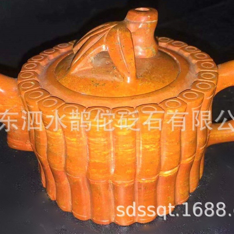 扁鹊泗滨砭石茶壶 富贵红砭石y竹节壶 山东旅游服务名牌20.21年