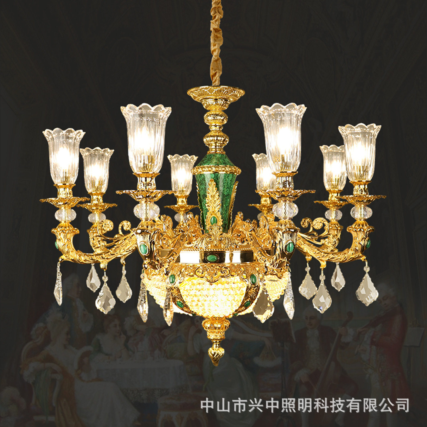 法式复古全铜水晶吊灯欧式别