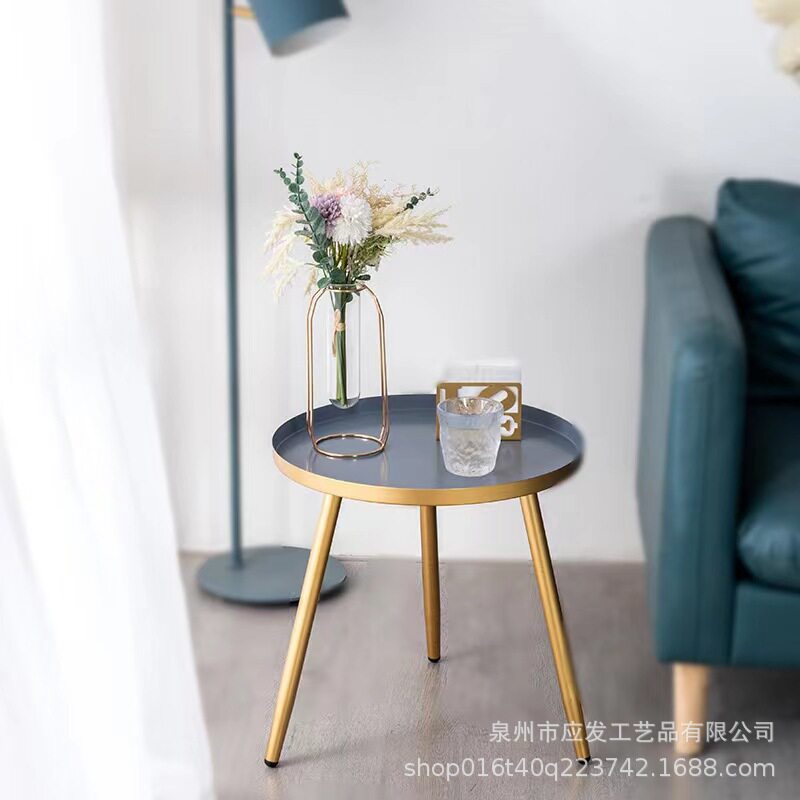 铁艺圆形小茶几简约风客厅沙发边角几外贸拆装款铁艺茶几阳台边几