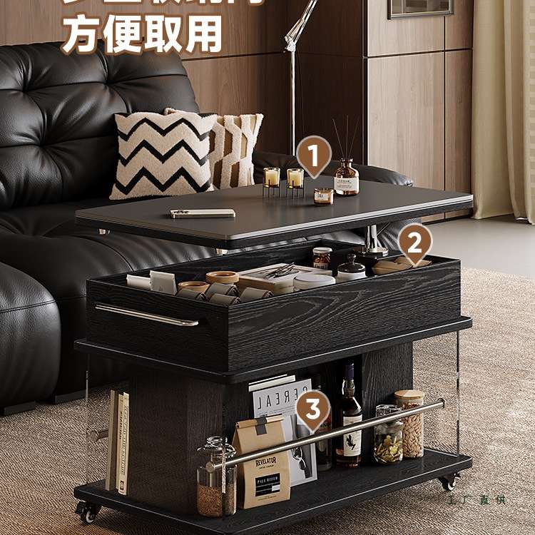 卡尔适可移动升降茶几沙发边几客厅家用中古边几小推车置物架