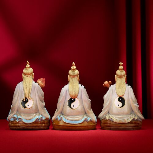 铜欣祥 彩铜三清道p祖坐像  三清老祖家居摆件铜工艺品装饰