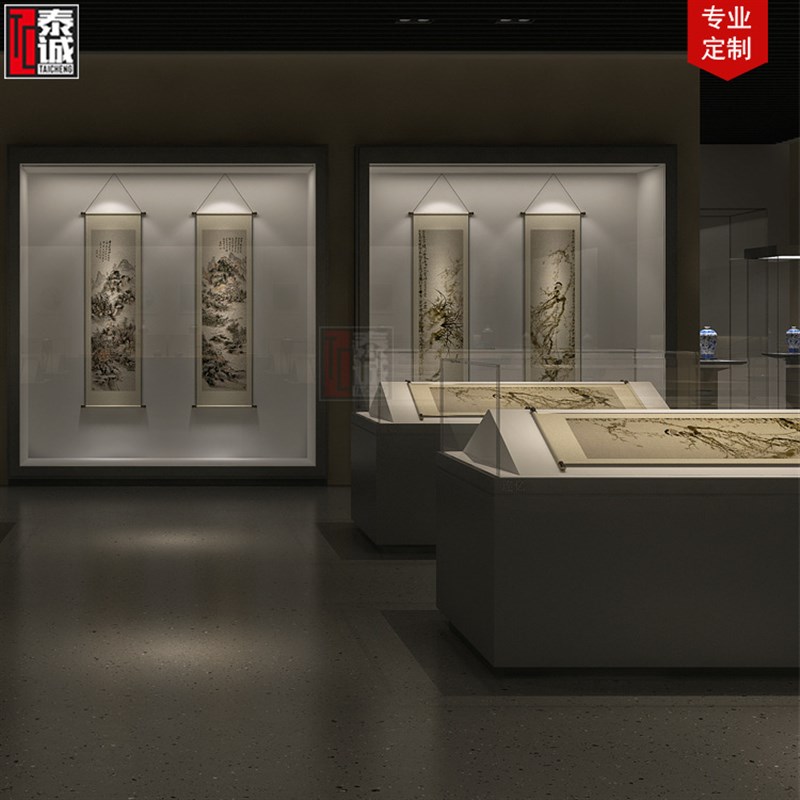 承接博物馆展柜设计文创书画收y藏柜手电动古董展台低反玻璃展览