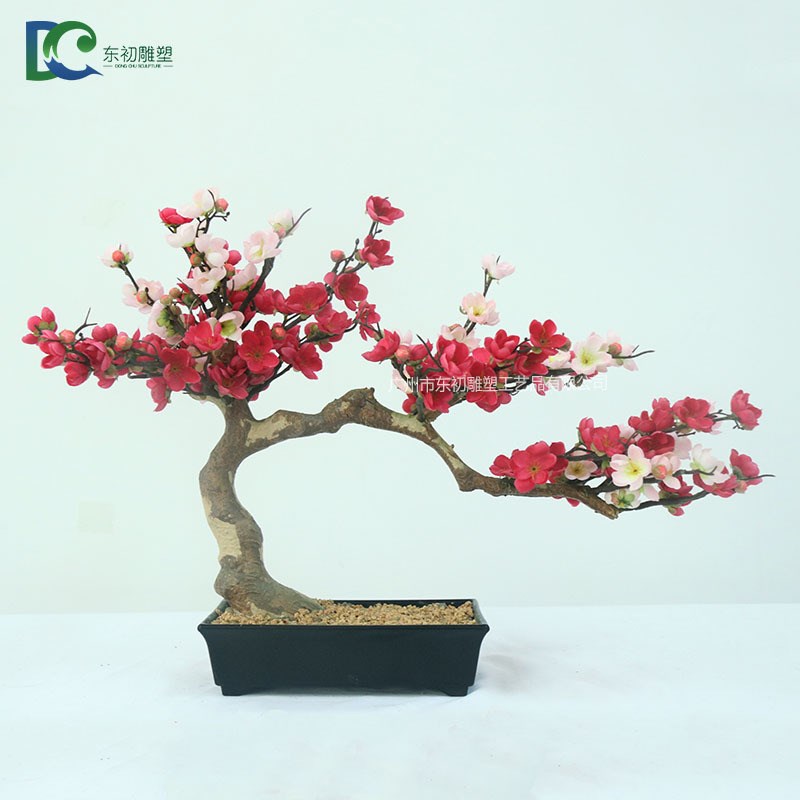 仿真梅花腊梅桃花绢假花酒店摄影装I饰道具树枝腊梅盆景直销