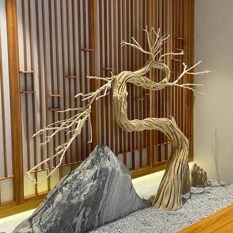 仿真迎客松罗汉松新中式t松树盆景售楼处酒店景观绿植假树造景摆