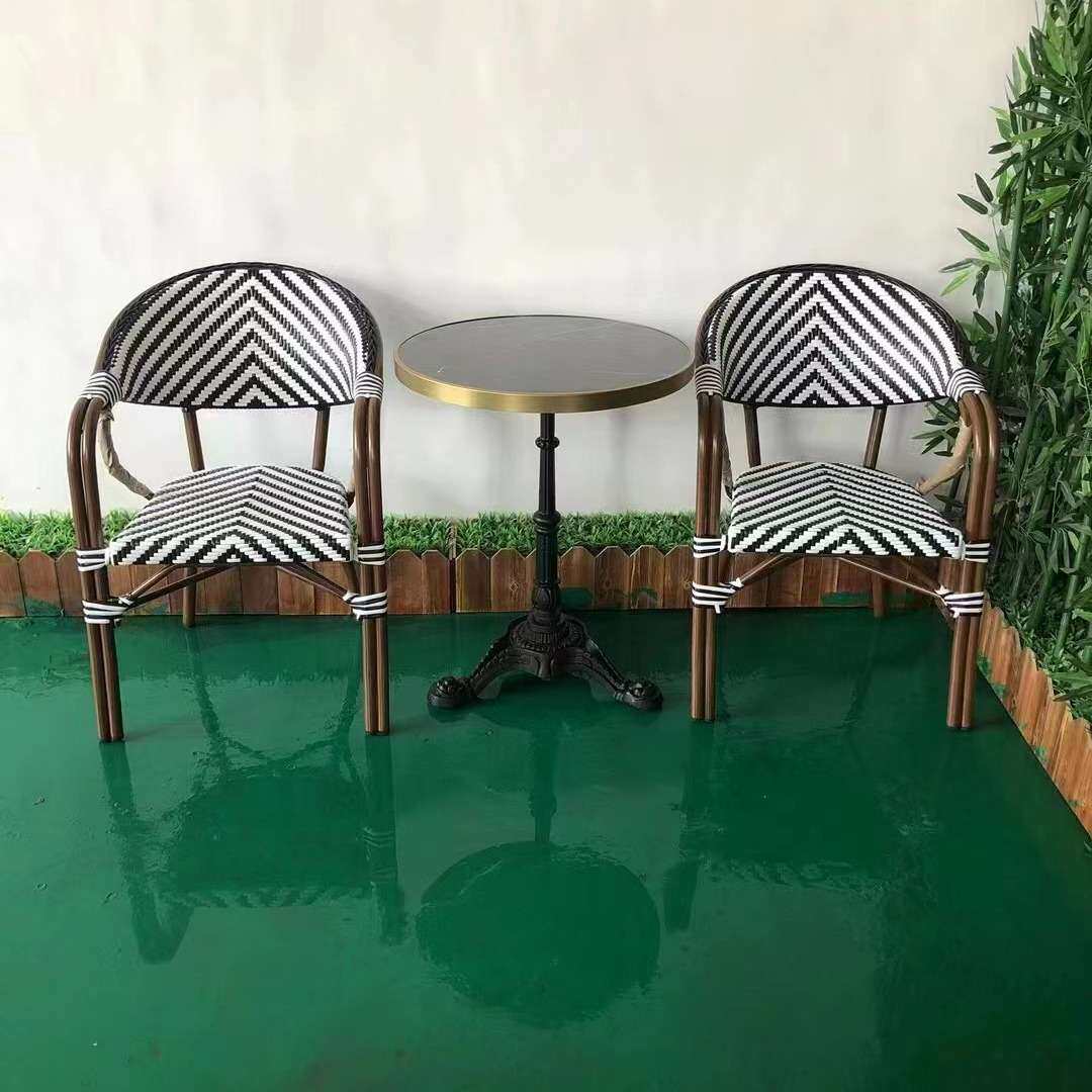 户外休闲藤椅阳台小桌椅奶茶店饭店餐馆靠背棋牌室家用椅子餐椅
