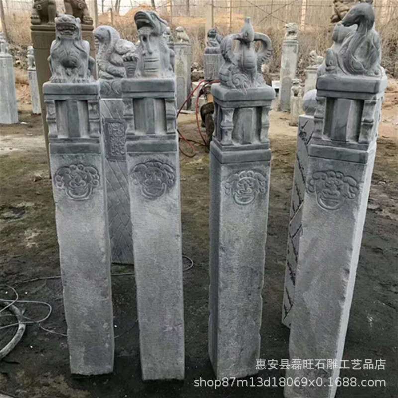 惠安石雕拴马桩十二生肖青石仿古做旧拴马柱雕刻酒店园林装饰摆件