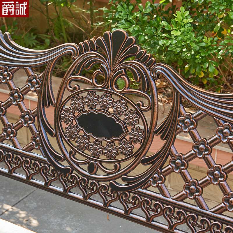 公园椅户外长椅子长凳子花园庭院休闲铁艺花靠背椅子室外座椅铸铝
