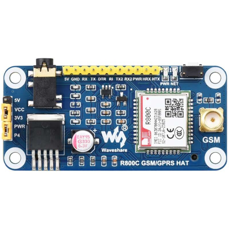 R800C GSM/GPRS HAT扩展板支持2G上网语音通话和短信收发等功能