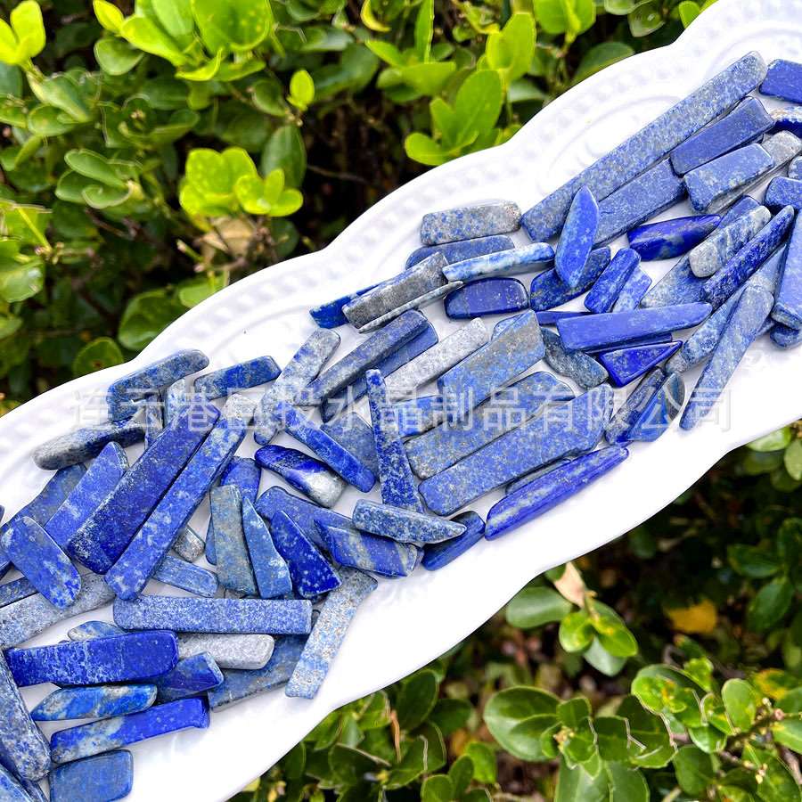 天然青金石条摆件阿富汗青金原石切割长条lapis 手工花朵宝石制作
