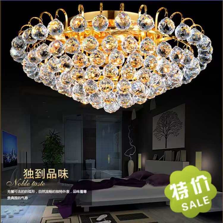 水晶吸顶灯 欧式圆形水晶餐厅吊灯 玄关圆形水晶吸顶灯