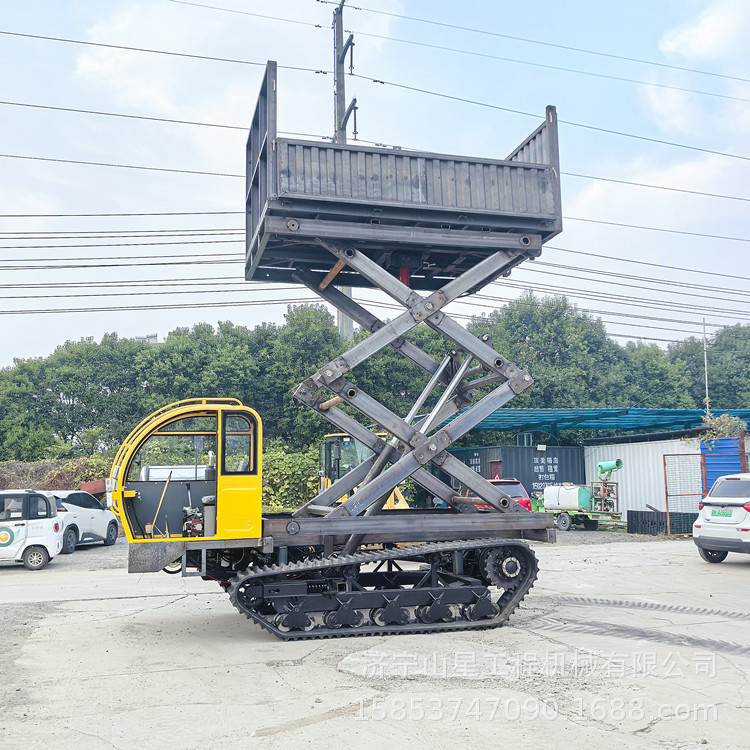 载重10吨升降履带车 5米剪刀撑作业平台 加大自卸车厢农用举升机