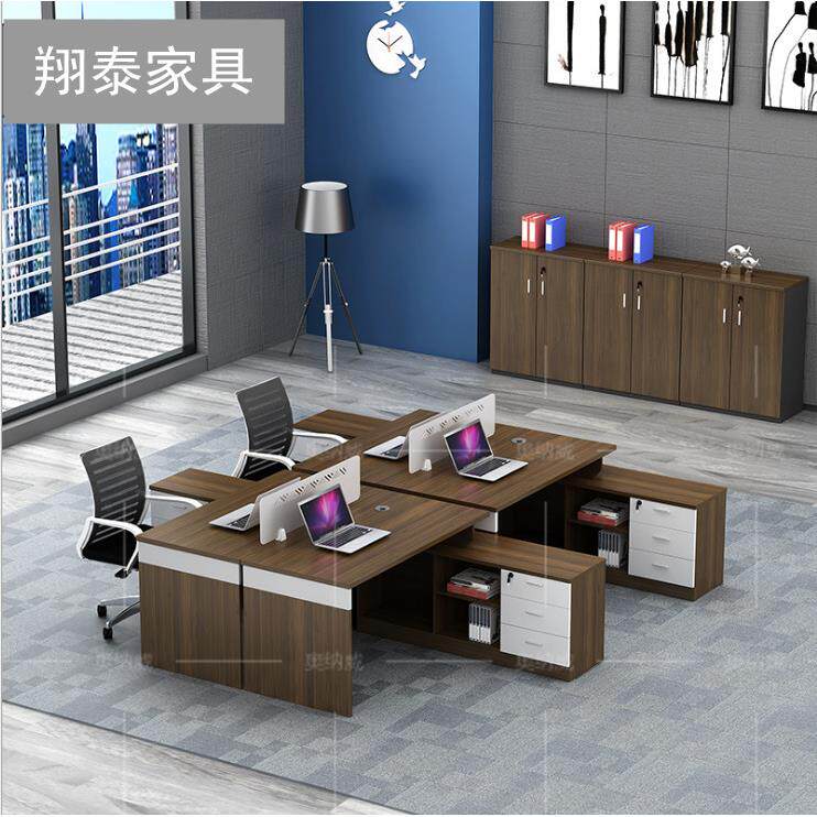 职员四人位办公桌简约现代公司办工作桌屏风双人电脑办工桌椅组合