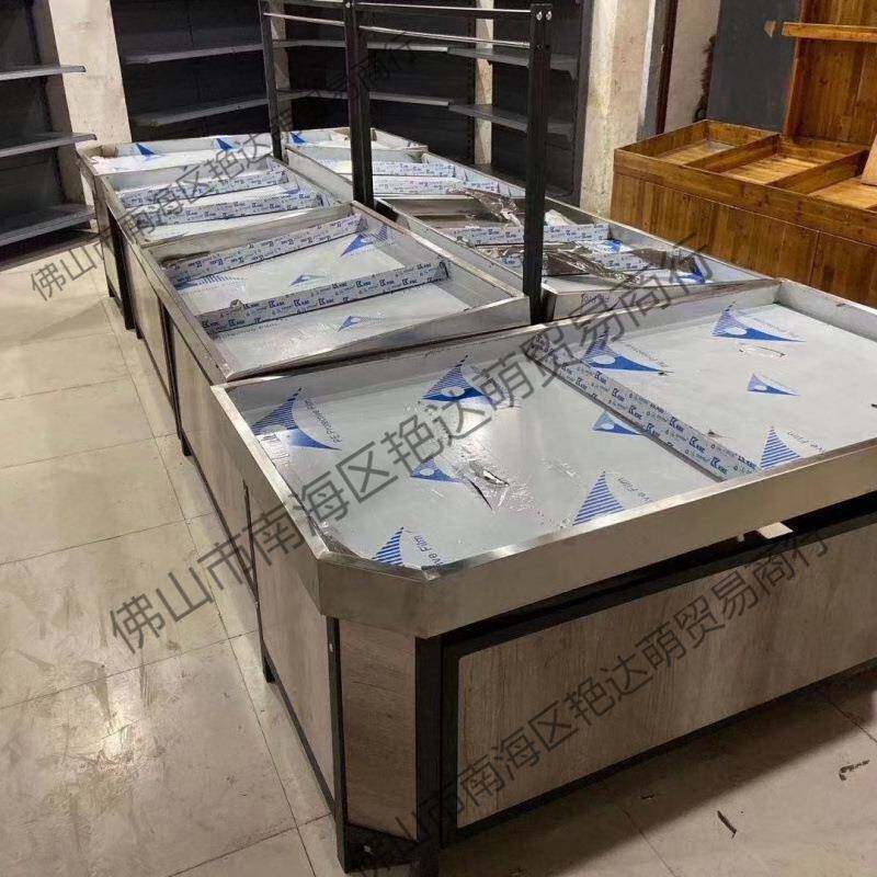新款柜子款水果架蔬菜架加锈厚不鲜钢超市果UPR蔬架生三层商货架