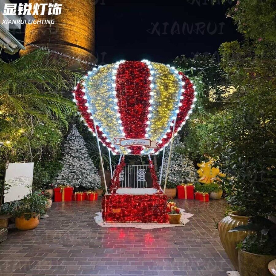 仿真热气球灯光造型气球形象造型装饰灯可站人拍照大型铁艺工艺品
