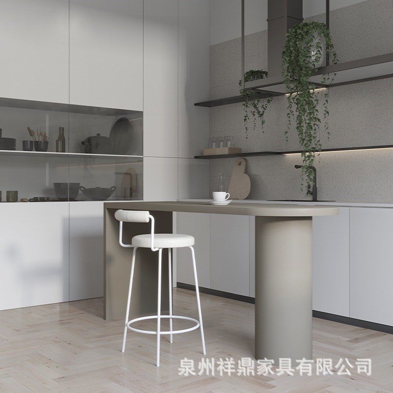 北欧靠墙实木吧台桌 家s用厨房简约长条餐桌客厅隔断白蜡木高脚桌