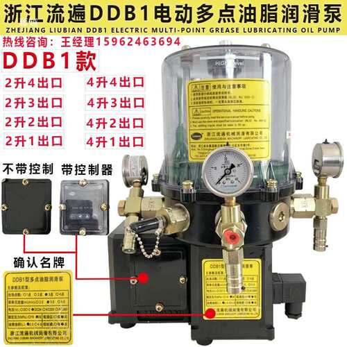 浙江流遍DDB1型多点油脂润滑泵2/3/4出口电动黄油泵浓油泵注油机1
