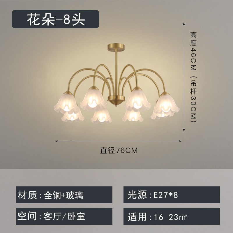 奶油风铃兰客厅吊灯田园风法式南瓜卧室灯具网红花朵X玻璃餐厅灯