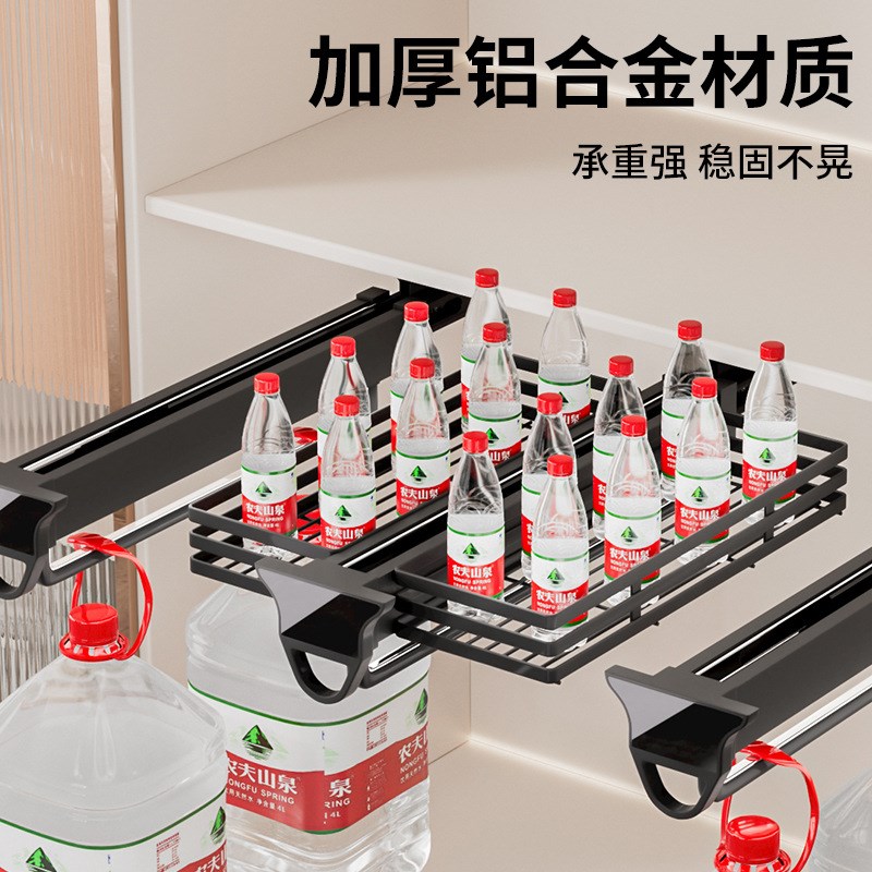 顶装衣柜拉篮裤架衣帽间r内置抽拉轨道阻尼滑道家用多功能伸缩裤