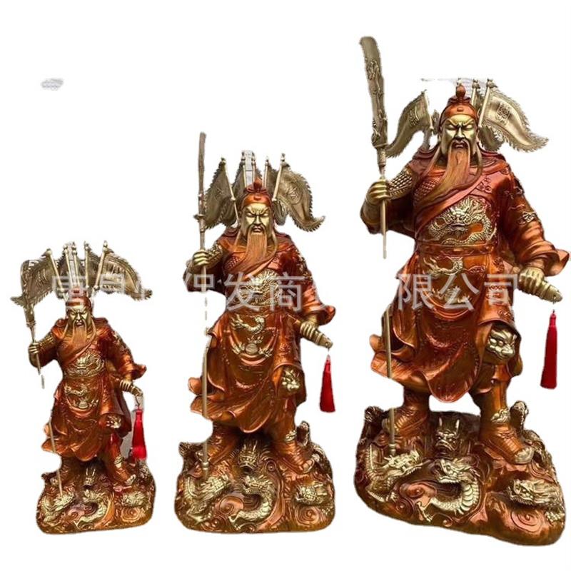 现货纯铜九龙关公摆件铜武圣关公铜像家用办公室607080公分