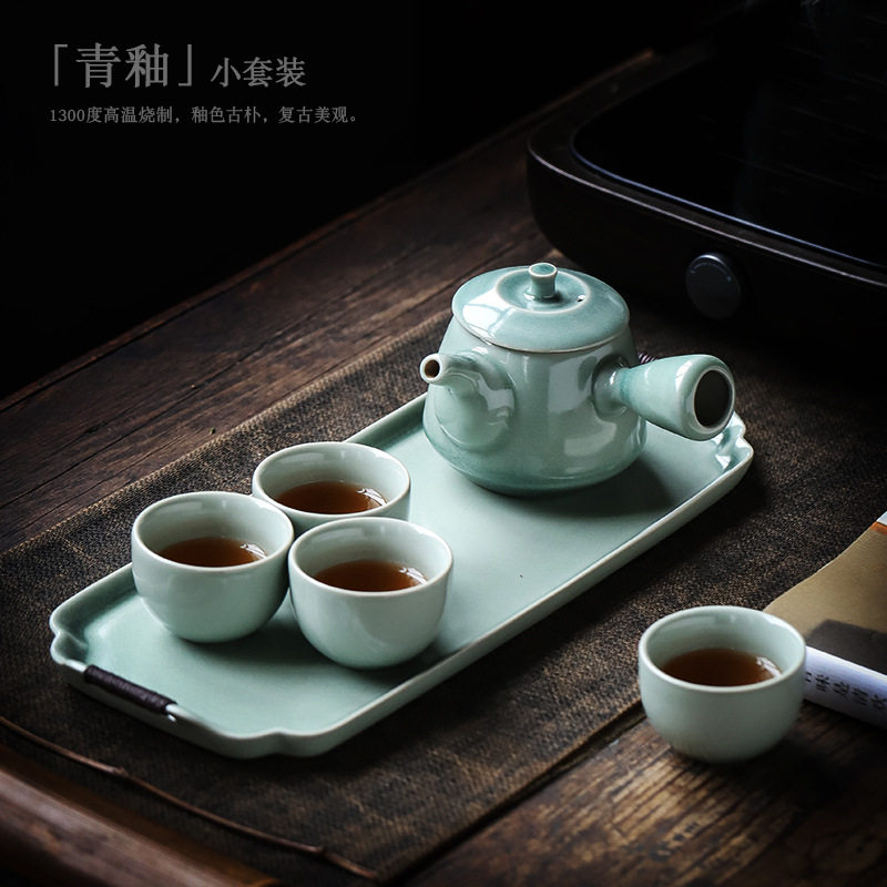 尚岩复古陶釉中式小套装2饮家用一壶二杯办公室陶瓷茶具简约套装