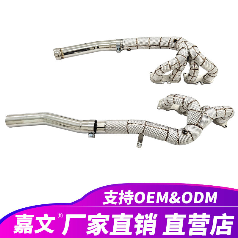 适用于奔驰SLS63 AMG 6.2L长管集管不锈钢热包裹消声器排气管歧管