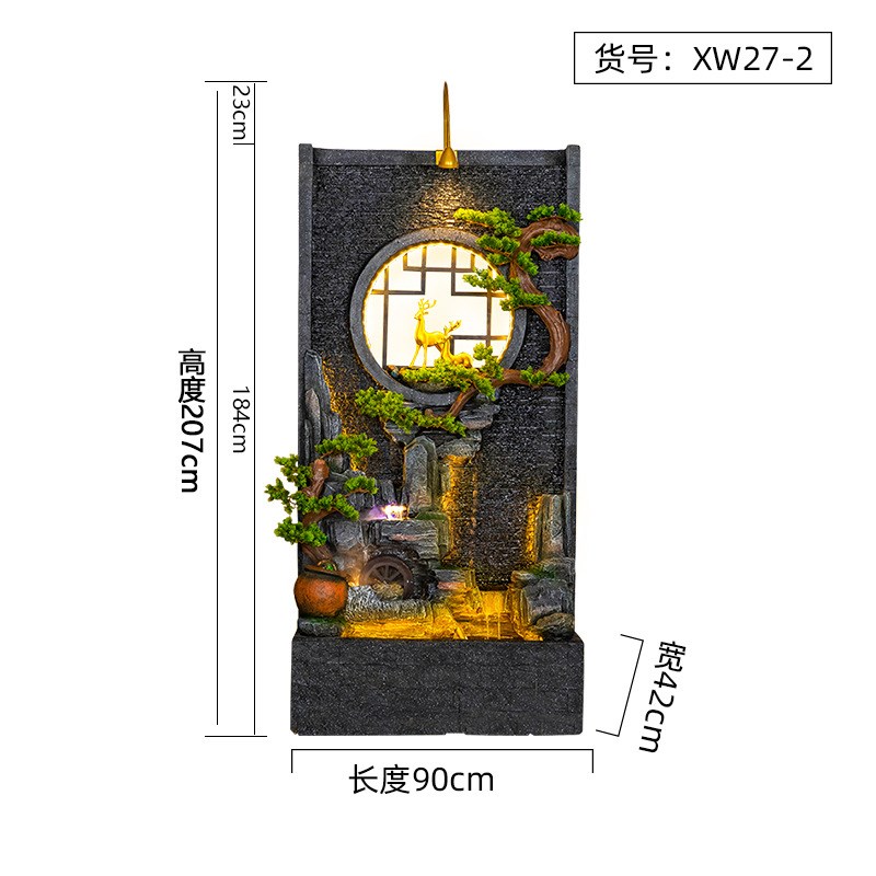 水幕墙流水招财摆j件风水轮假山庭院玄关隔断办公室喷泉水景观装