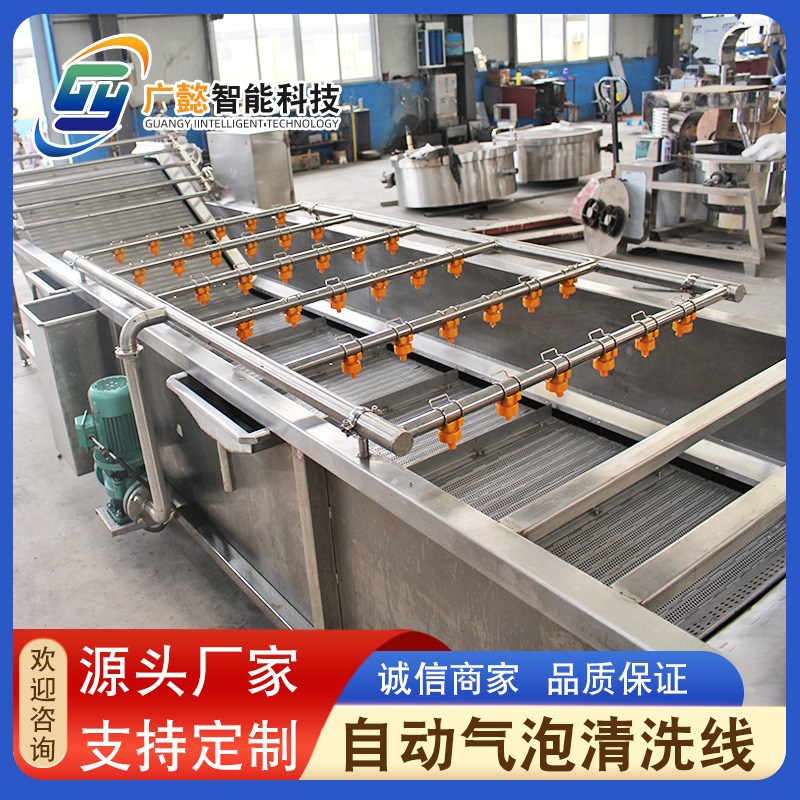 鼓泡式果蔬气泡清洗机 喷淋式清洗流水K线 供应香菜茼蒿清洗机